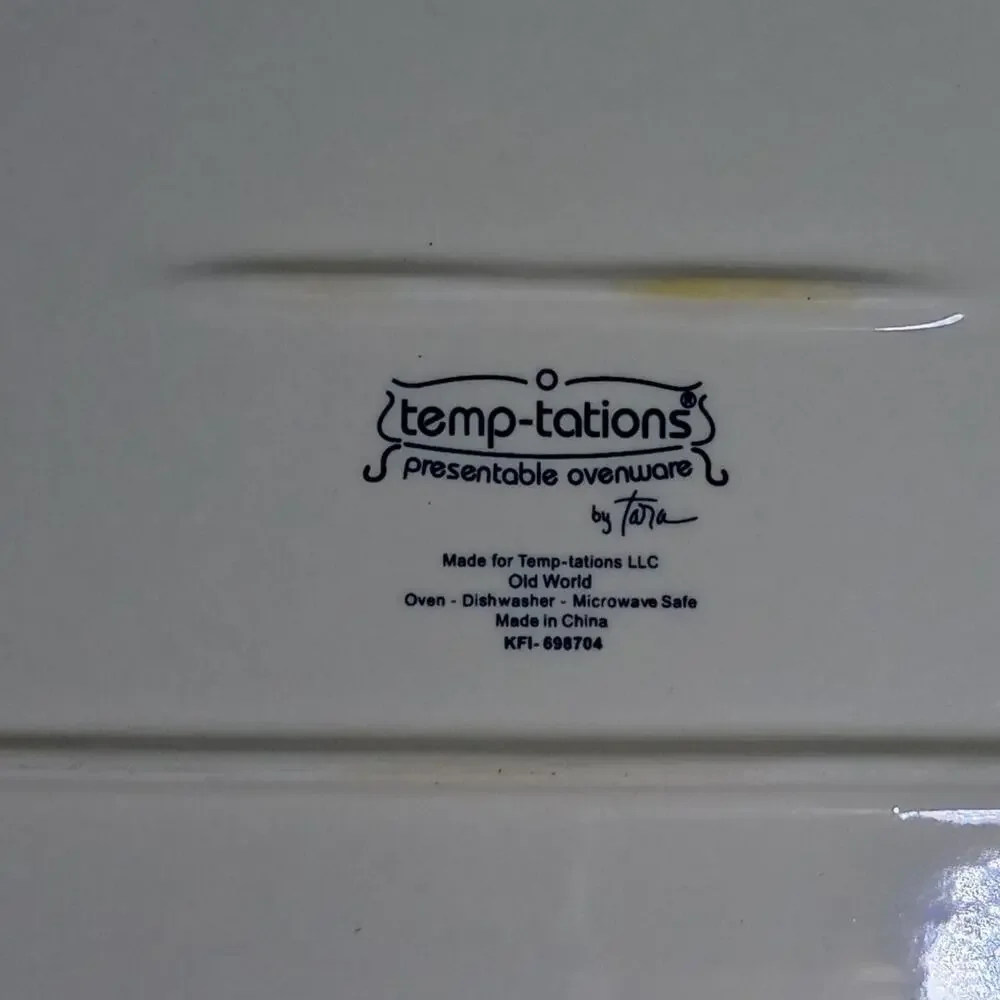 Temptations by Tara Ovenware Old World Green Large Platter Tray 16x10 Floral #10